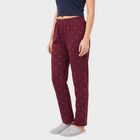 Women's Wine Straight Fit Heart Printed Lounge Pyjama, वाइन, small