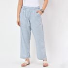 Women's Blue Wide-Leg Solid Palazzos, मध्यम नीला, small