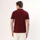 Men's Deep Burgundy Polo Collar Casual T-Shirt, Wine, small