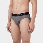 Men's Dark Grey Regular Fit Solid Briefs, गहरा ग्रे, small