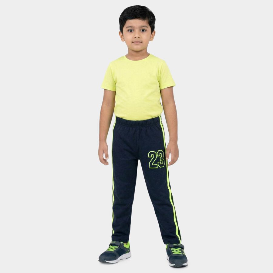 Boys' Navy Blue Sporty Cotton Blend Pyjama, Navy Blue, large