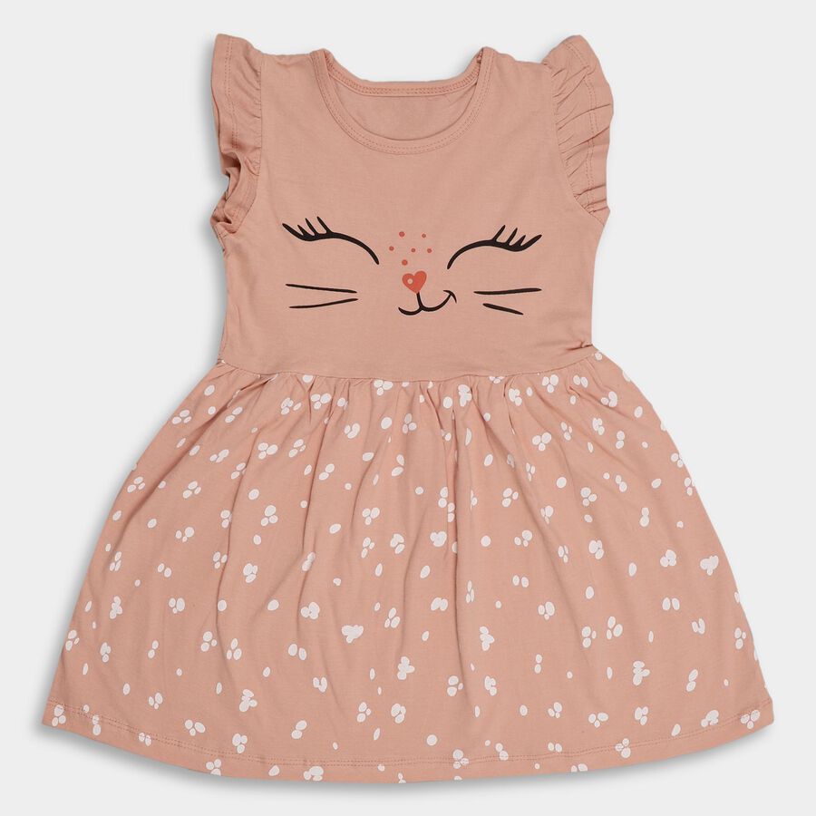Girls' 100% Cotton Frock , Light Pink, large image number null