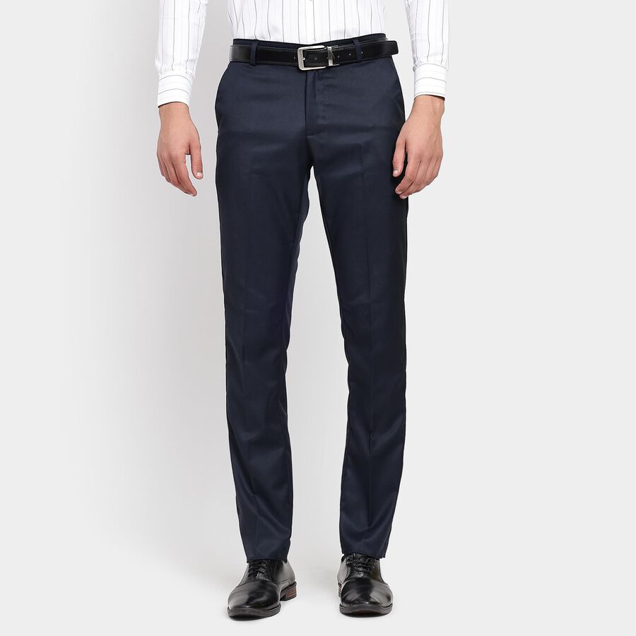 Men's Slim Fit Formal Trousers, नेवी ब्लू, large image number null