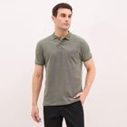Men's Muted Sage Green Cotton Polo Neck T-Shirt, Light Green, small image number null
