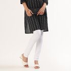 Women's Bright White Cotton Blend Elastic Waist Churidar, सफ़ेद, small image number null