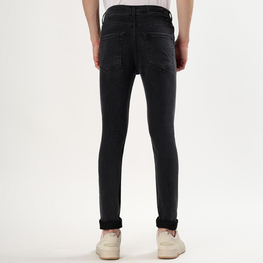 Men's Charcoal Black Skinny Fit Classic Jeans, Dark Grey, large image number null
