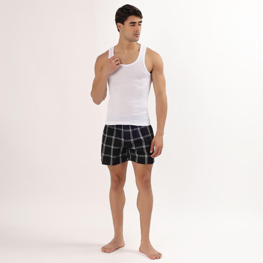 Boys' Bright White Cotton Round Neck Sleeveless Vest, White, large image number null