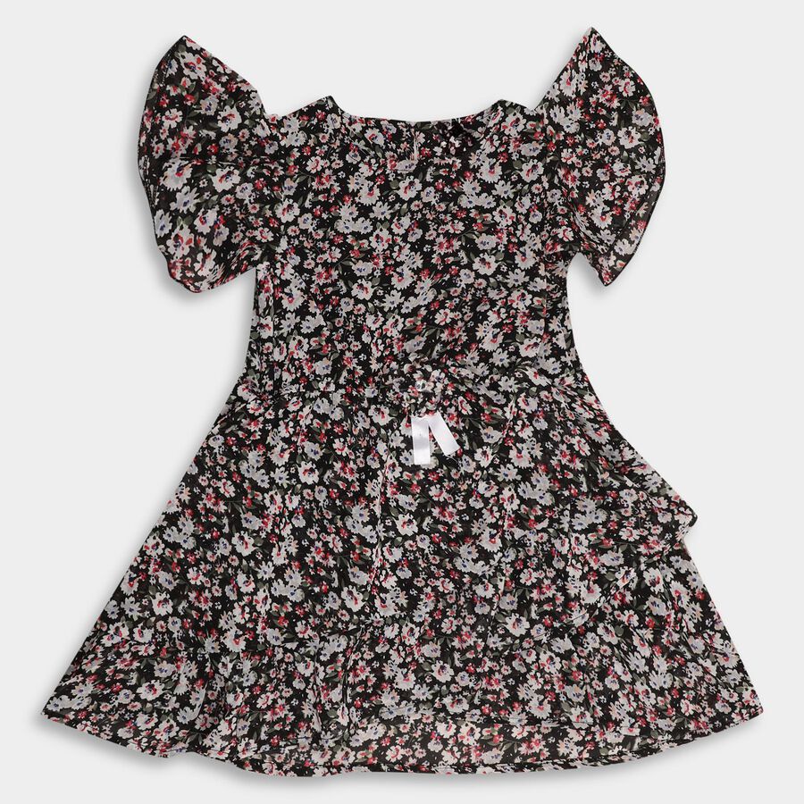 Girls' Frock, काला, large
