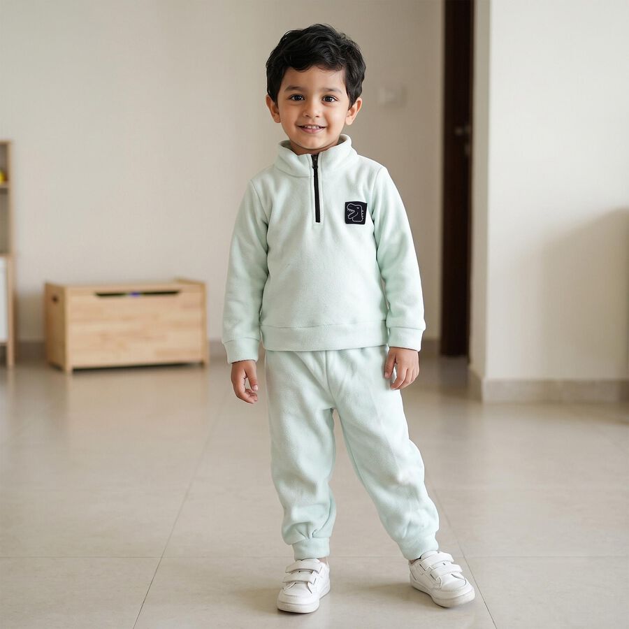 Boys Light Blue High Neck Applique Baba Suit, Light Blue, large