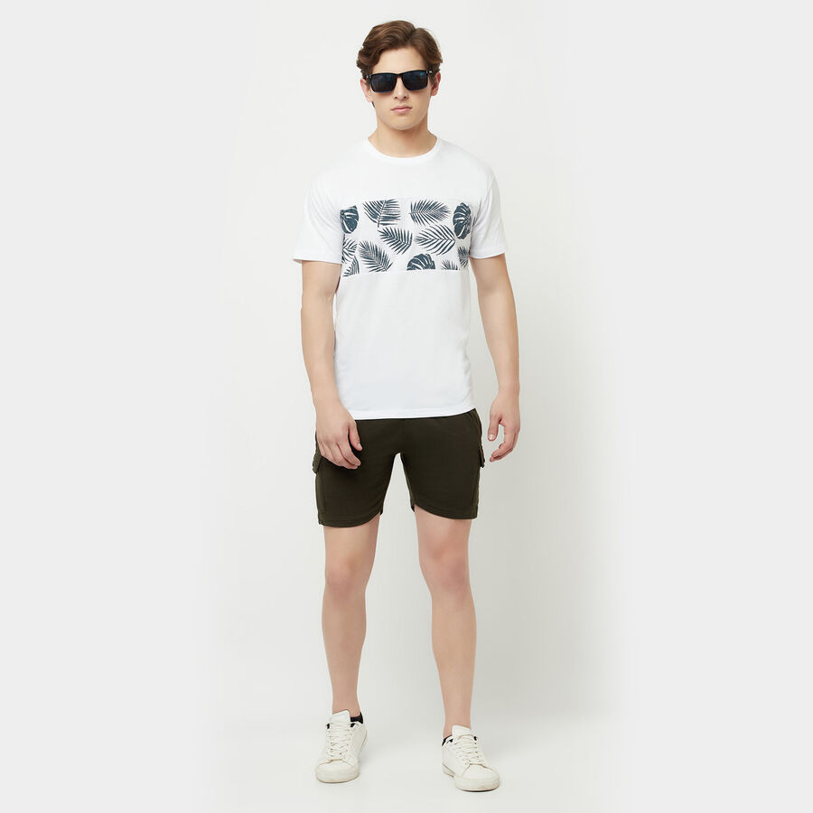 Cut & Sew Round Neck T-Shirt, White, large image number null