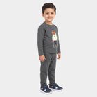 Boys' Charcoal Round Neck Graphic Baba Suit, Charcoal, small