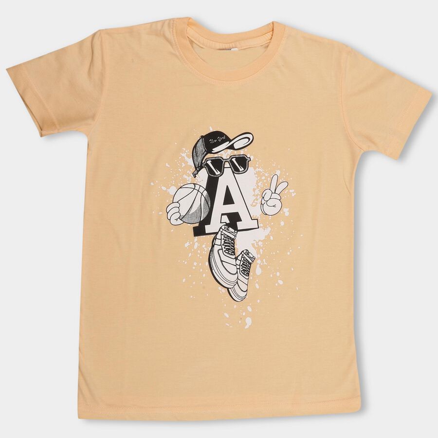 Boys' Half Sleeves T-Shirt, Peach, large image number null