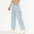 Women's Muted Steel Blue Slim Fit Cotton Jeans, हल्का नीला, small