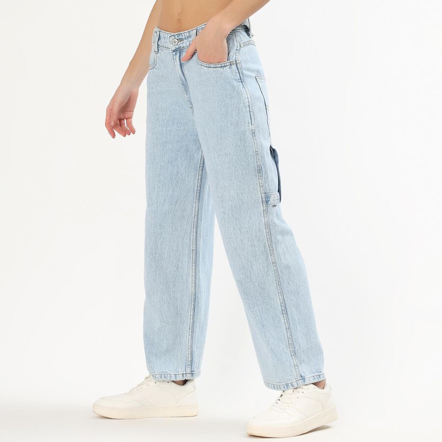 Women's Muted Steel Blue Slim Fit Cotton Jeans, हल्का नीला, large