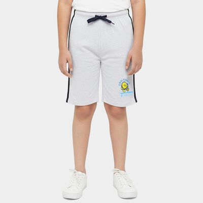 Boys' Grey Regular Fit Graphic Printed Bermuda Shorts