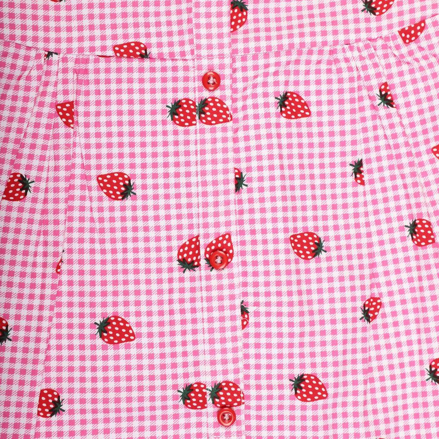 Girls Cotton Frock, Red, large image number null