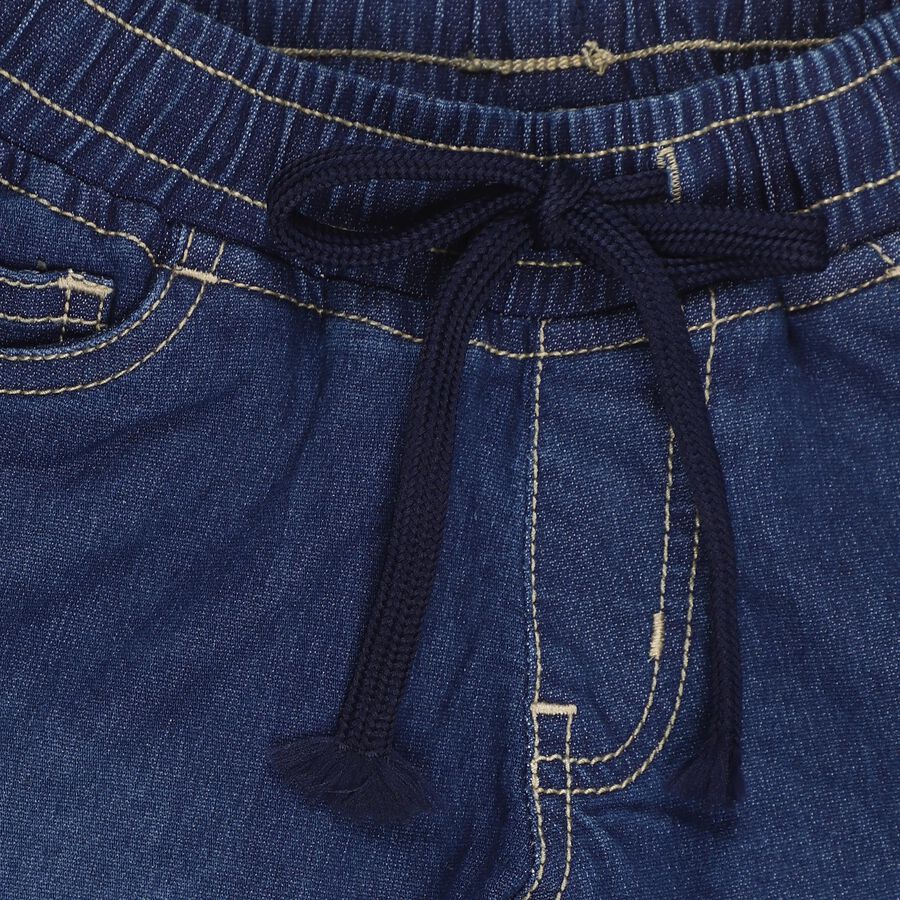 Boys' Stonewashed Blue Regular Fit Elasticated Jeans, मध्यम नीला, large image number null