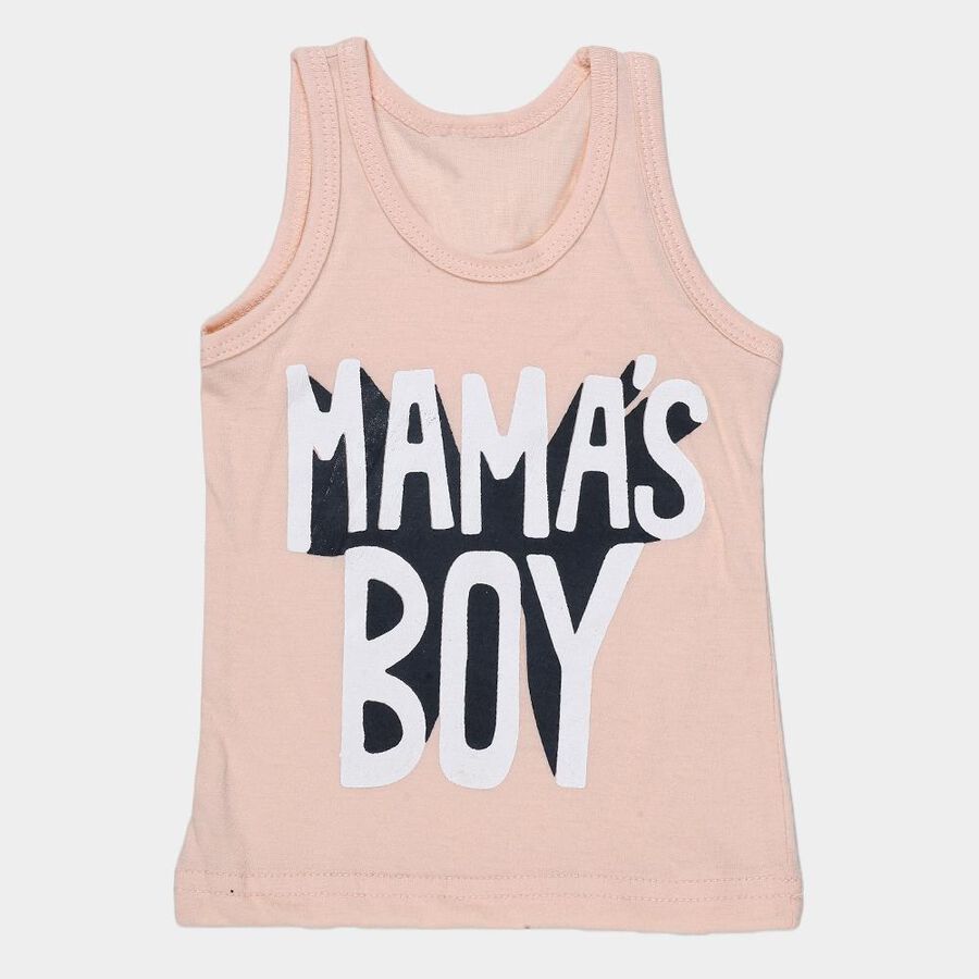 Infants Peach Cotton Round Neck Casual Vest, Peach, large