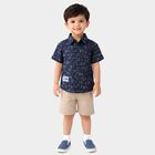 Boys Navy Blue Cotton Casual Shirt, Navy Blue, small
