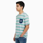 Boys Bright Aqua Blue Cotton Crew Neck Casual T-Shirt, Aqua, small