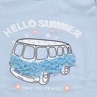 Girls' Light Blue Cotton Round Neck Ruffle Sleeve T-Shirt, Light Blue, small