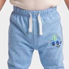 Infants Light Blue Straight Fit Graphic Printed Cotton Pyjama, Mid Blue, small