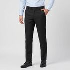 Men's Black Slim Fit Flat-Front Formal Trousers, Black, small