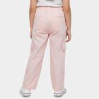 Girls' Pink Regular Fit Multi-Pocket Cargo Trousers, Light Pink, small
