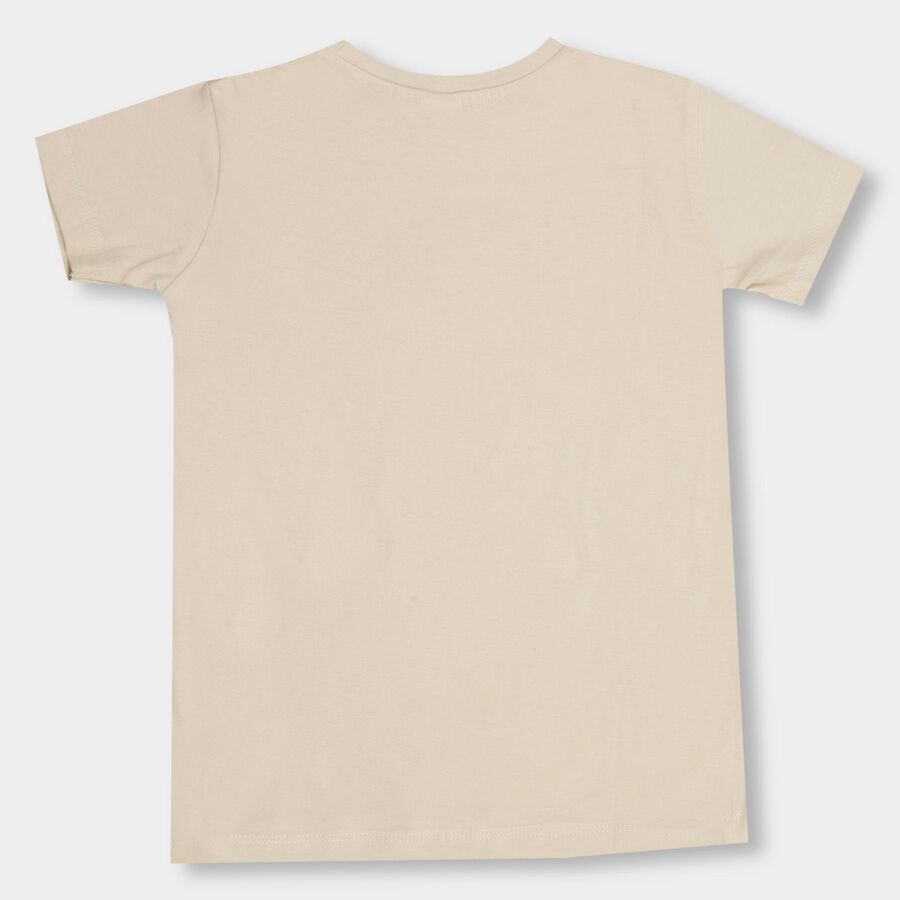 Boys' 100% Cotton Half Sleeves T-Shirt, Beige, large image number null