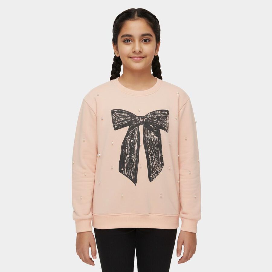 Girls' Sweatshirt, हल्का गुलाबी, large image number null