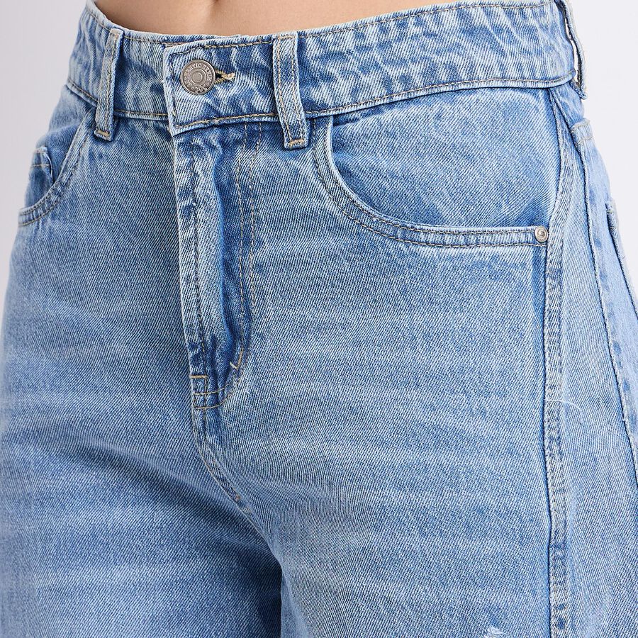 Ladies' 100% Cotton Jeans, हल्का नीला, large
