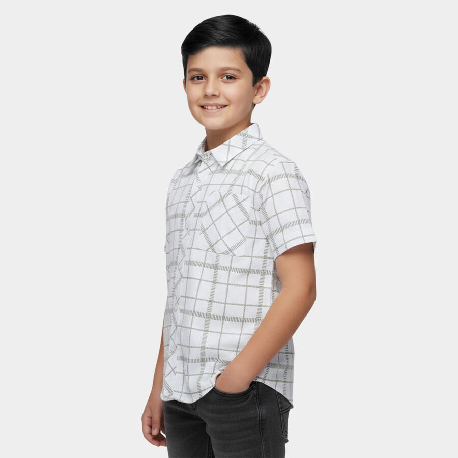Boys Off-White Cotton Classic Collar Casual Shirt, Off White, large
