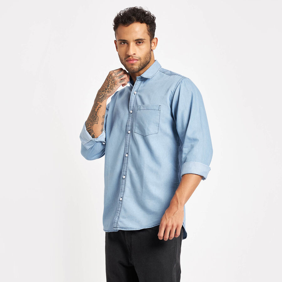 Solid Casual Shirt, Light Blue, large image number null