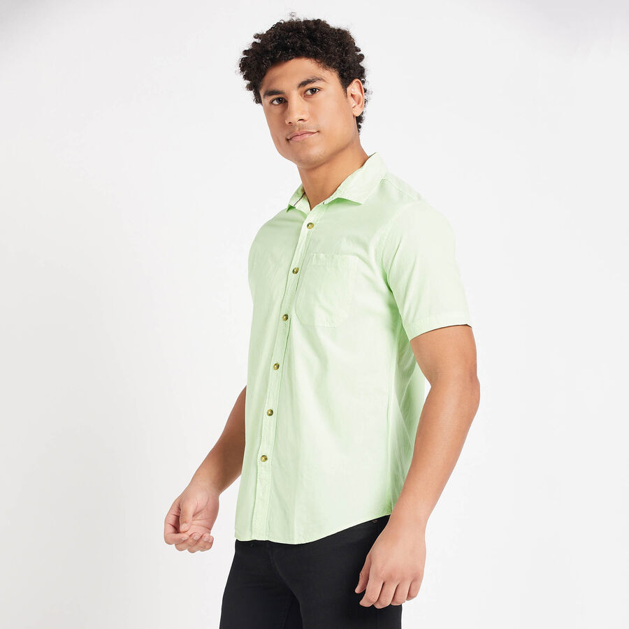 Cotton Solid Casual Shirt, Light Green, large image number null