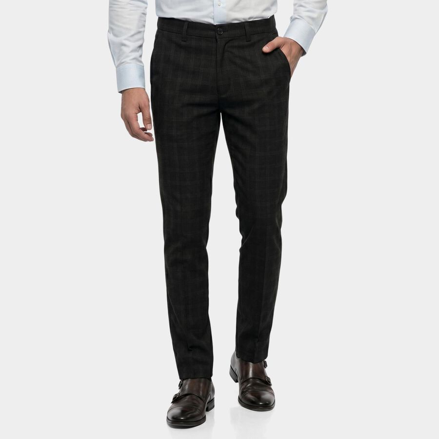 Men's Navy Blue Slim Fit Casual Trousers, नेवी ब्लू, large