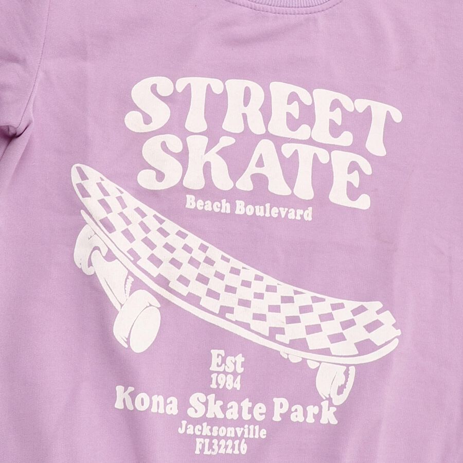 Boys Light Purple Crew Neck Graphic Sweatshirt, लाइलेक, large image number null