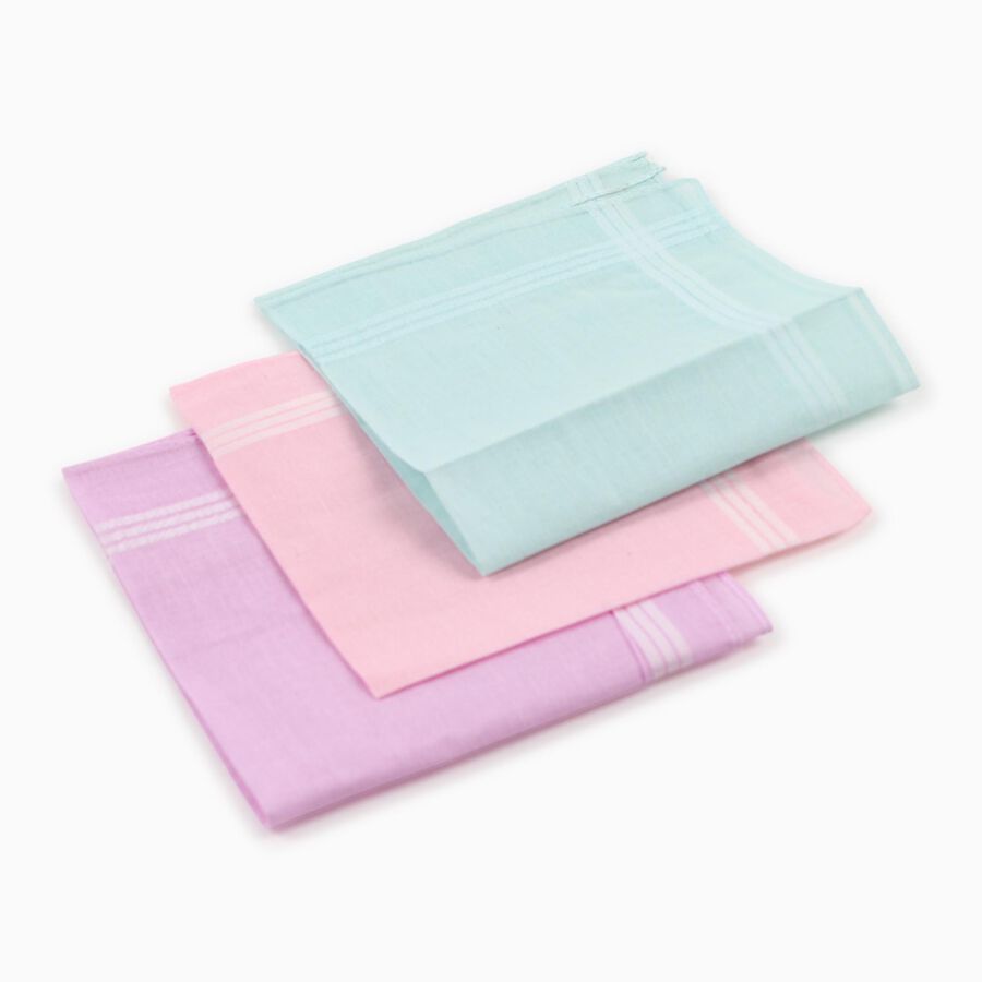 Boys Pastel Solid Pack of 3 Handkerchief, हल्का गुलाबी, large