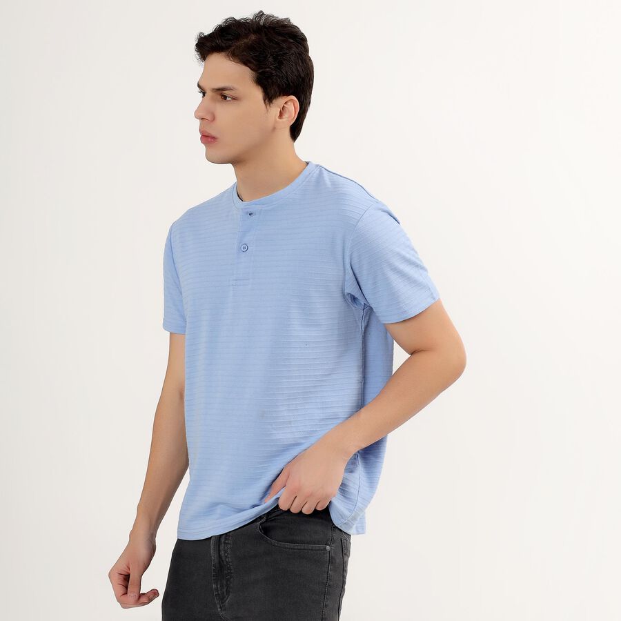 Men's Henley Half Sleeves T-Shirt , हल्का नीला, large image number null