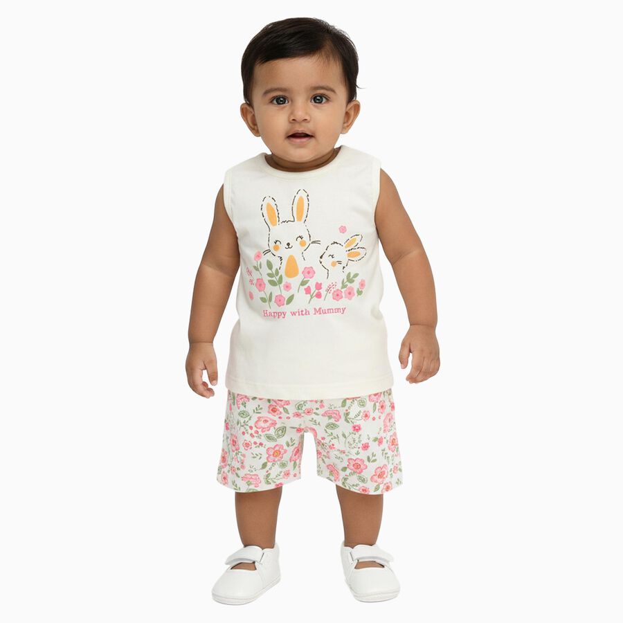Infants' 100% Cotton Short Set, Off White, large image number null
