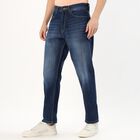 Men's Stonewashed Blue Straight Fit Jeans, Dark Blue, small image number null