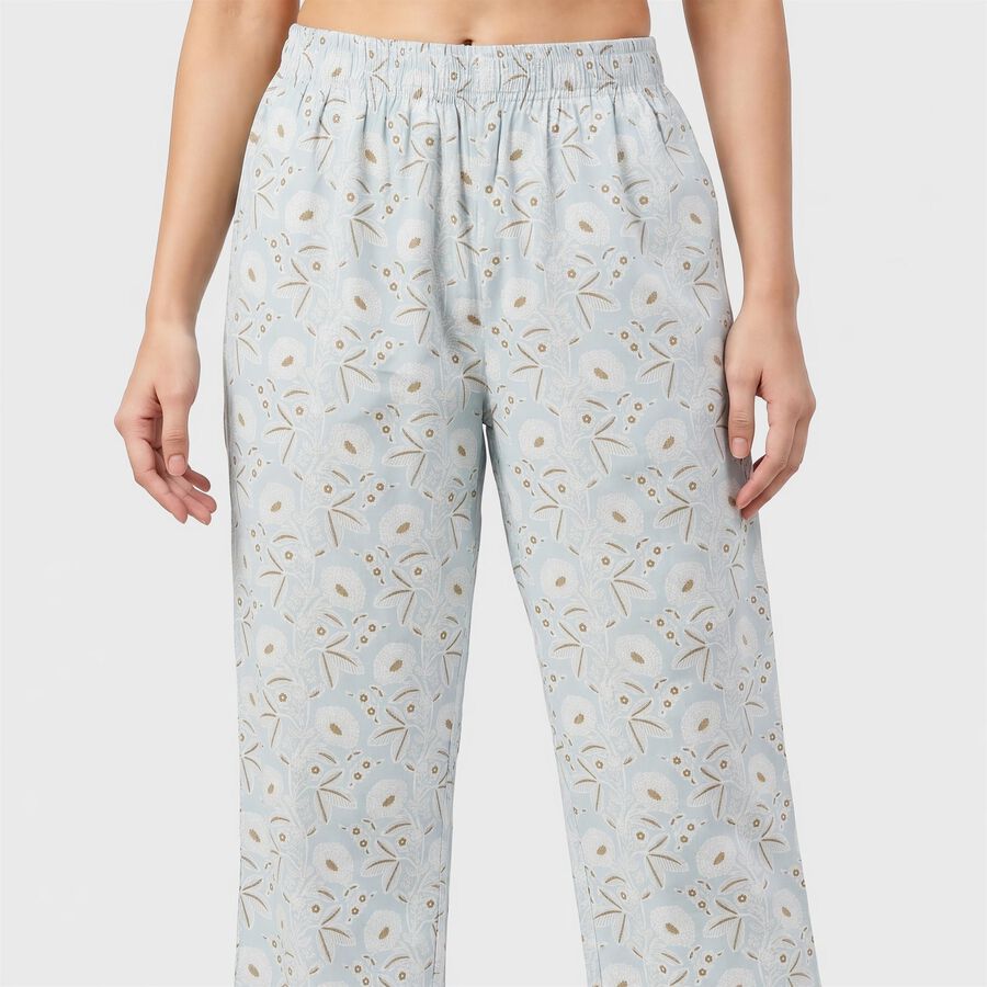 Women's Light Blue Regular Fit Printed Palazzos, हल्का नीला, large