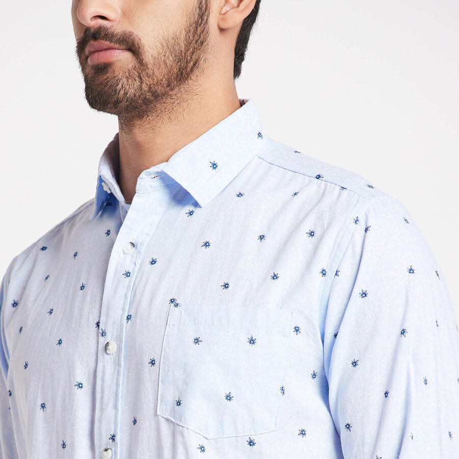 Cotton Printed Casual Shirt, Light Blue, large image number null
