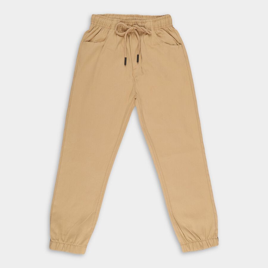 Boys' Beige Regular Fit Jogger Trousers, Khaki, large