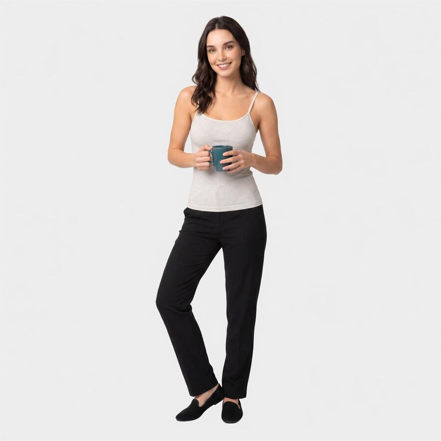 Women's Grey Cotton Blend Scoop Neck Camisole Slip, मिश्रित हल्का ग्रे, large