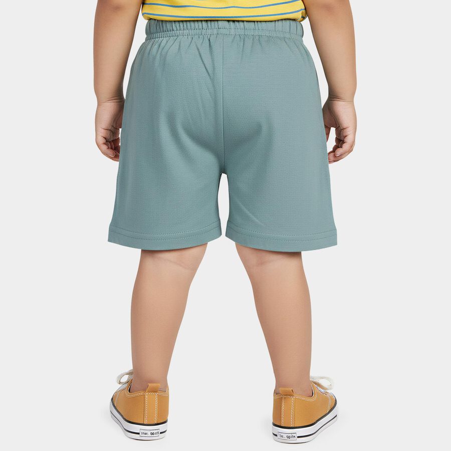 Infants' Blue Regular Fit Solid Half Pant, टील ब्लू, large