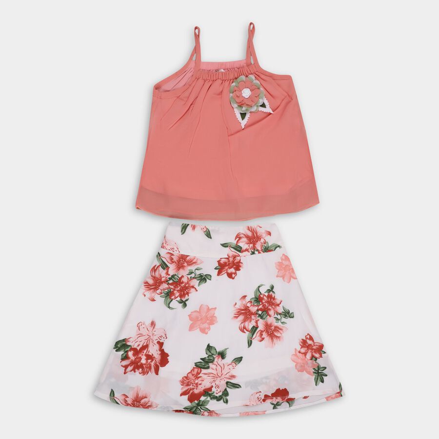 Girls' Top Skirt , Peach, large image number null