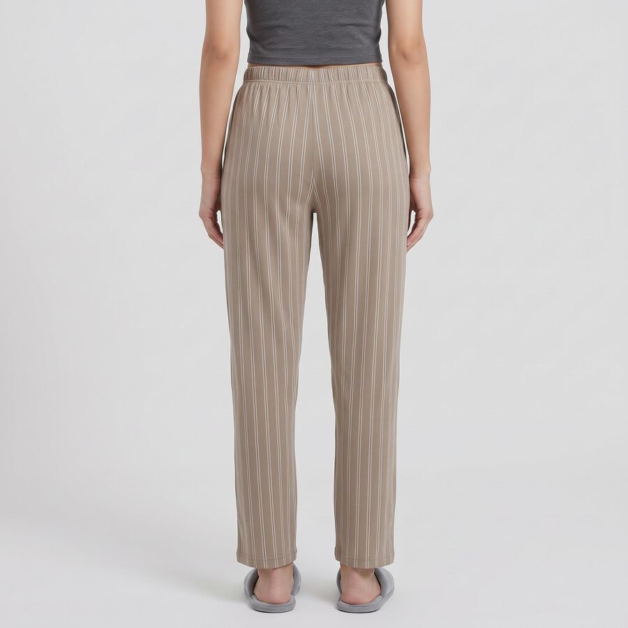 Women's Grey Straight Fit Striped Lounge Pyjama, हल्का ग्रे, large