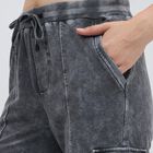 Women's Washed Graphite Grey Relaxed Fit Cargo Track Pants, Dark Grey, small image number null