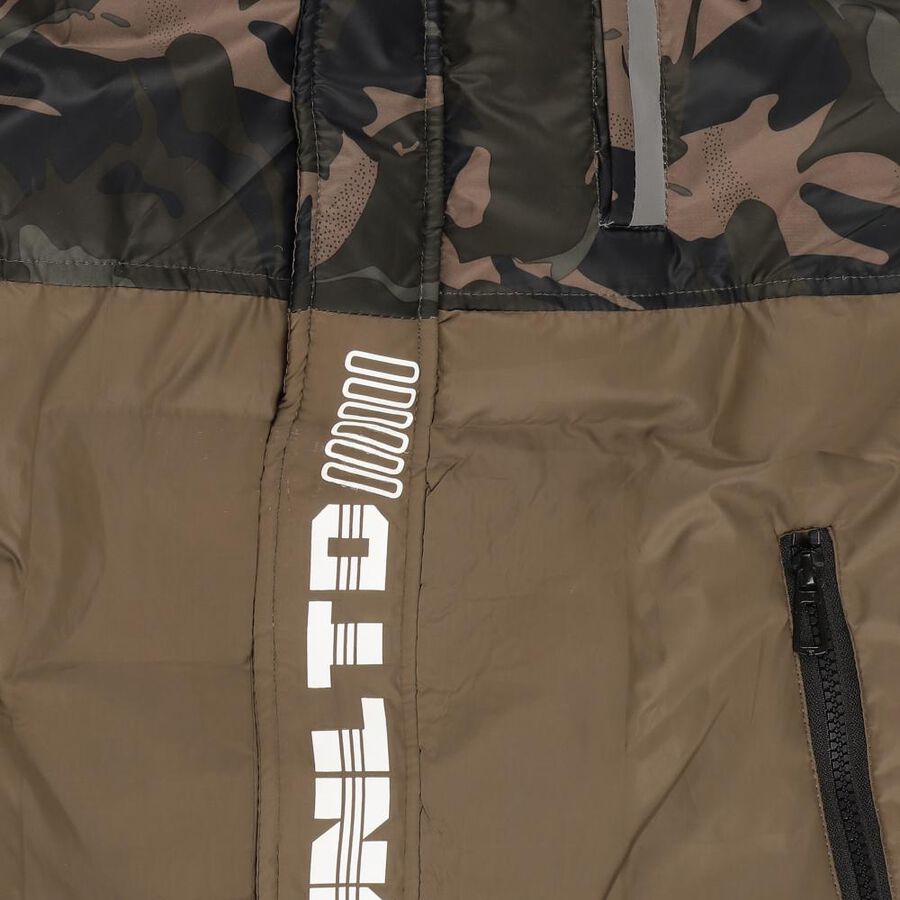 Boys Olive Hooded Camouflage Winter Jacket, Olive, large image number null