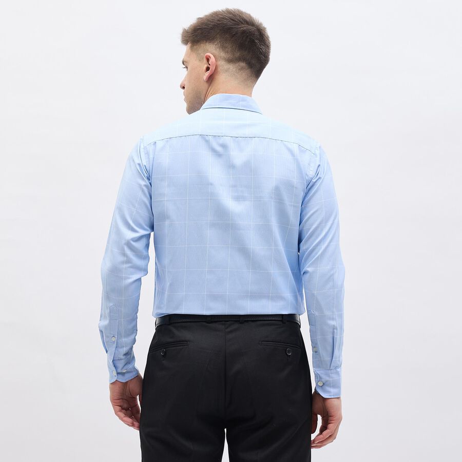 Men's Light Blue Cotton Blend Classic Collar Slim Fit Formal Shirt, Light Blue, large image number null